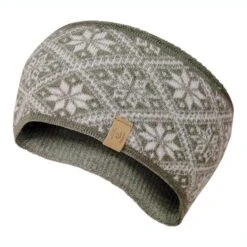 Gebreide Hoofdband Van Wol Freya Lichen Green - One Size - Groen