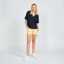 Voorkant -Puur Mode golfpolo voor dames mw520 korte mouwen marineblauw 1