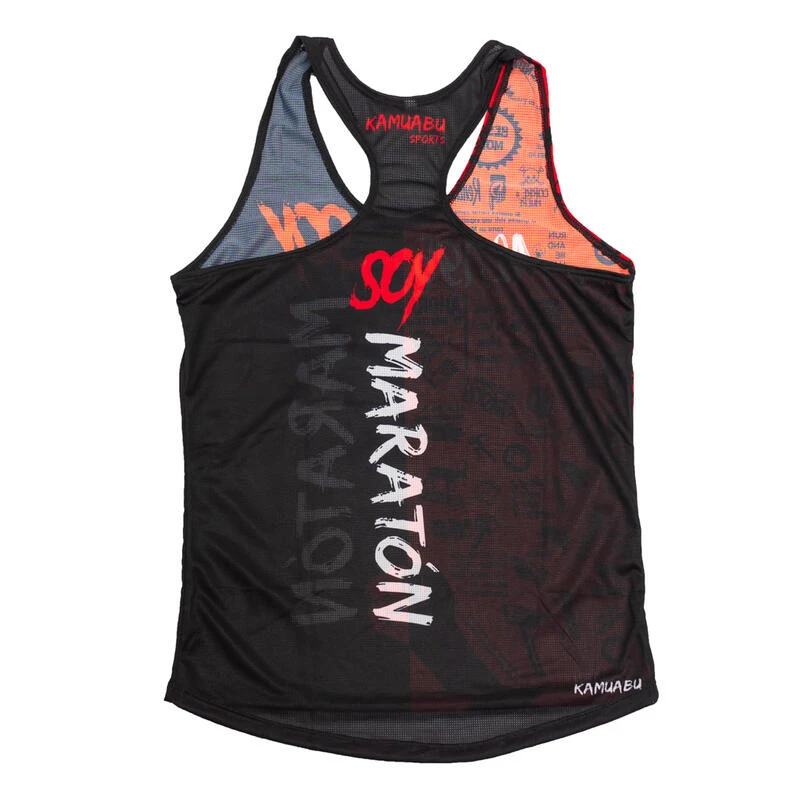 RUNNING SHIRT #SOYMARATON Voor DAMES - KAMUABU Rood/zwarte Tanktop 2 RUNNING SHIRT #SOYMARATON Voor DAMES - KAMUABU Rood/zwarte Tanktop - Afbeelding 2