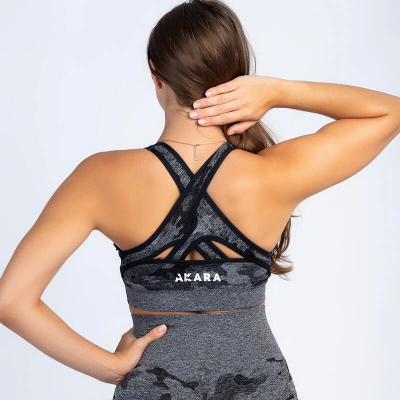 RX Fitness Camouflage Sportbeha Voor Dames Zwart 2 RX Fitness Camouflage Sportbeha Voor Dames Zwart - Afbeelding 2