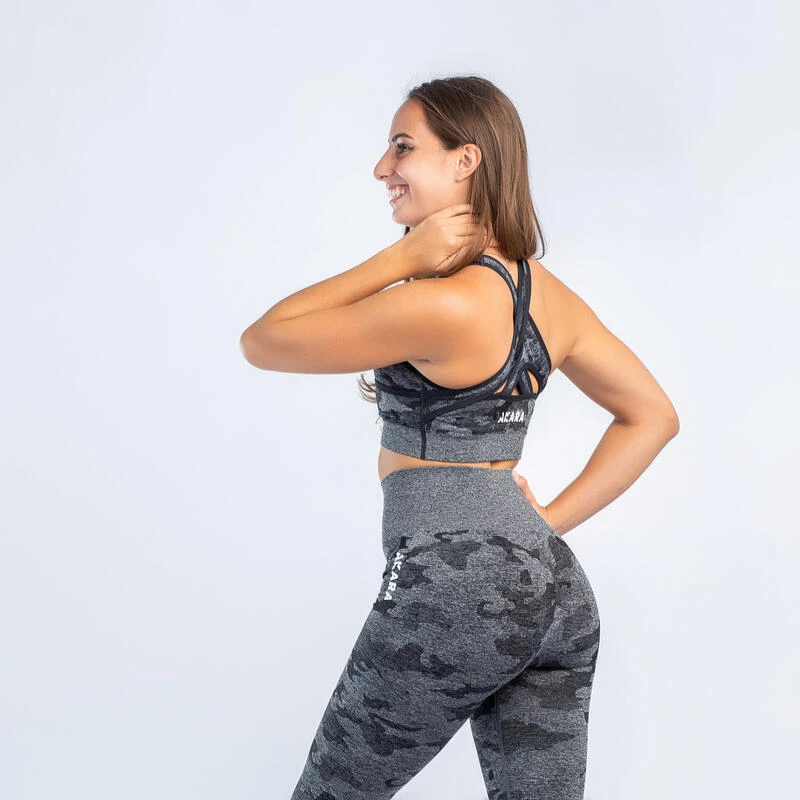 RX Fitness Camouflage Sportbeha Voor Dames Zwart 4 RX Fitness Camouflage Sportbeha Voor Dames Zwart - Afbeelding 4