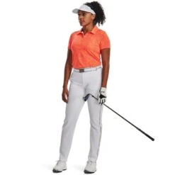 Under Armour Zinger Printed Dames Polo Pink Shock Orange Blast -Puur Mode under armour zinger printed dames polo pink shock orange blast 2