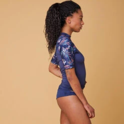 Roxy Uv-werende Rashguard Voor Surfen Dames Korte Mouwen Floral Blauw -Puur Mode uv werende rashguard voor surfen dames korte mouwen floral blauw 2