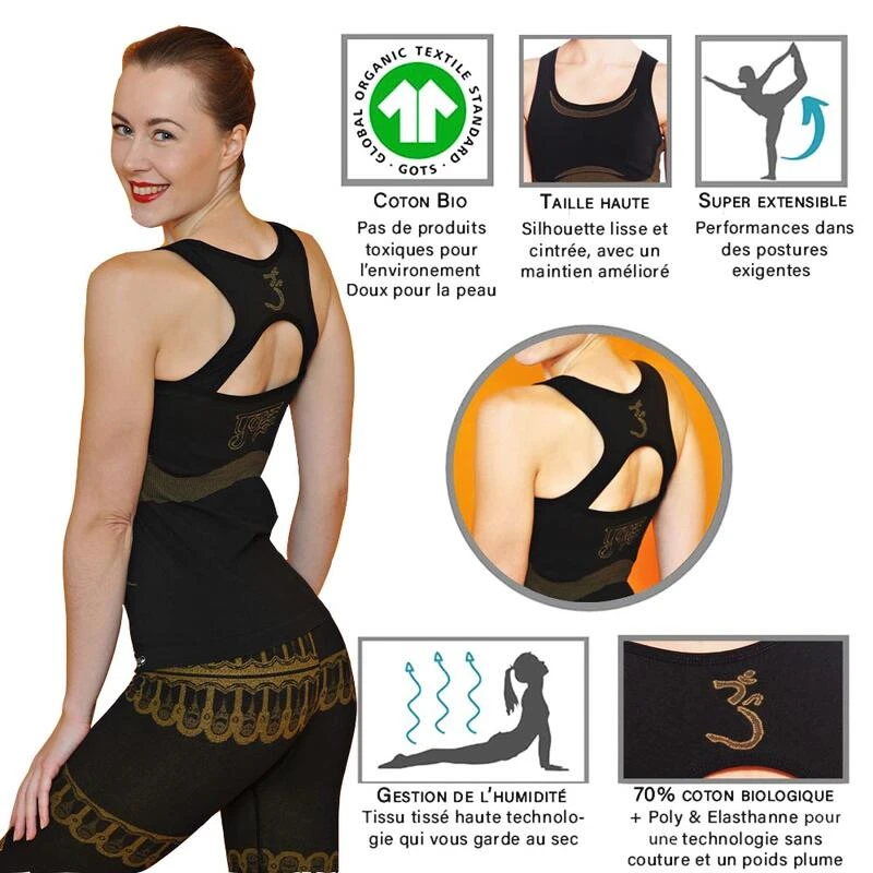 Yoga Tanktop 70% Organisch Katoen Naadloos, Yoga Top Geïntegreerde Ondersteuning 2 Yoga Tanktop 70% Organisch Katoen Naadloos, Yoga Top Geïntegreerde Ondersteuning - Afbeelding 2